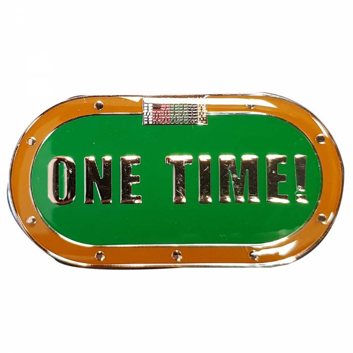 Protector de cartas "ONE TIME" - de metal - 2 caras diferentes.