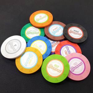 Pokerfiches "DIAMOND 1" - 14g - van kleicomposiet met metalen inzetstuk - te koop per stuk
