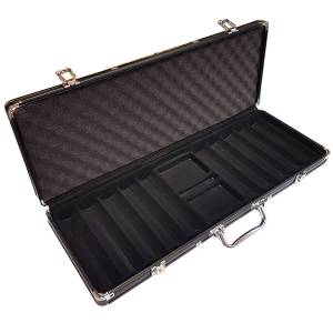 Aufbewahrungskoffer "ALU BLACK 500" für 500 Pokerchips - Aluminiumimitation - Kunststoffboden