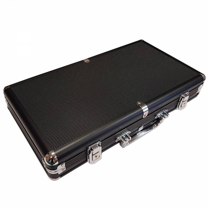 Aufbewahrungskoffer "ALU BLACK 300" für 300 Pokerchips - Aluminiumimitation - Kunststoffboden.