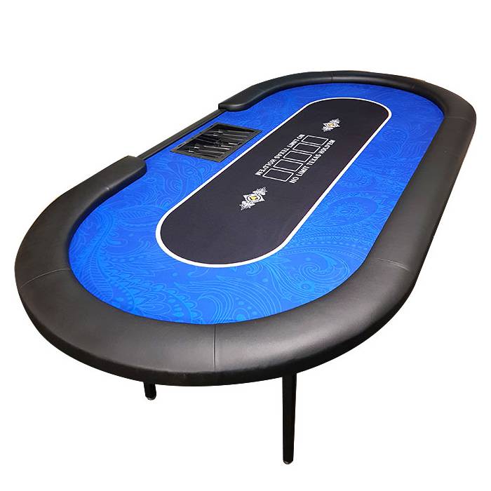 Pokerset "FLORÉAL BLUE" - mit verstärkten Klappbeinen - Neopren-Jersey-Tuch - für 10 Spieler + Dealer