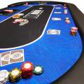 Mesa de póker "FLORÉAL BLUE" - con patas plegables reforzadas - tapete de neopreno jersey - 10 jugadores + repartidor