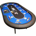 Mesa de póker "FLORÉAL BLUE" - con patas plegables reforzadas - tapete de neopreno jersey - 10 jugadores + repartidor