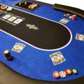 Tavolo da poker "FLORÉAL BLUE" - con piedi pieghevoli rinforzati - tappeto in jersey di neoprene - 10 giocatori + dealer