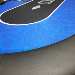 Pokertafel "FLORÉAL BLUE" - met versterkte inklapbare poten - neopreen jersey tafelkleed - 10 spelers + dealer