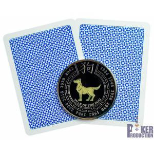 Card Guard "DOG" - 2 different sides - 50mm - in brass.