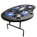 Poker Tisch "HARICOT BLUE" - mit klappbaren Beinen - Neopren Jersey Tischdecke - 9 Spieler + Dealer
