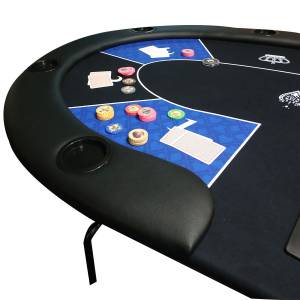 Pokertafel "HARICOT BLUE" - met inklapbare poten - neopreen jersey tafelkleed - 9 spelers + dealer