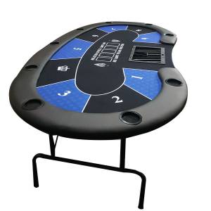 Table de poker "HARICOT" - avec pieds pliants - tapis jersey néoprène - 9 joueurs + dealer