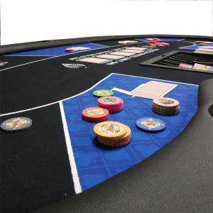 Poker Tisch "HARICOT BLUE" - mit klappbaren Beinen - Neopren Jersey Tischdecke - 9 Spieler + Dealer
