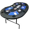 "Poker table 'HARICOT BLUE' - with folding legs - neoprene jersey felt - 9 players + dealer"