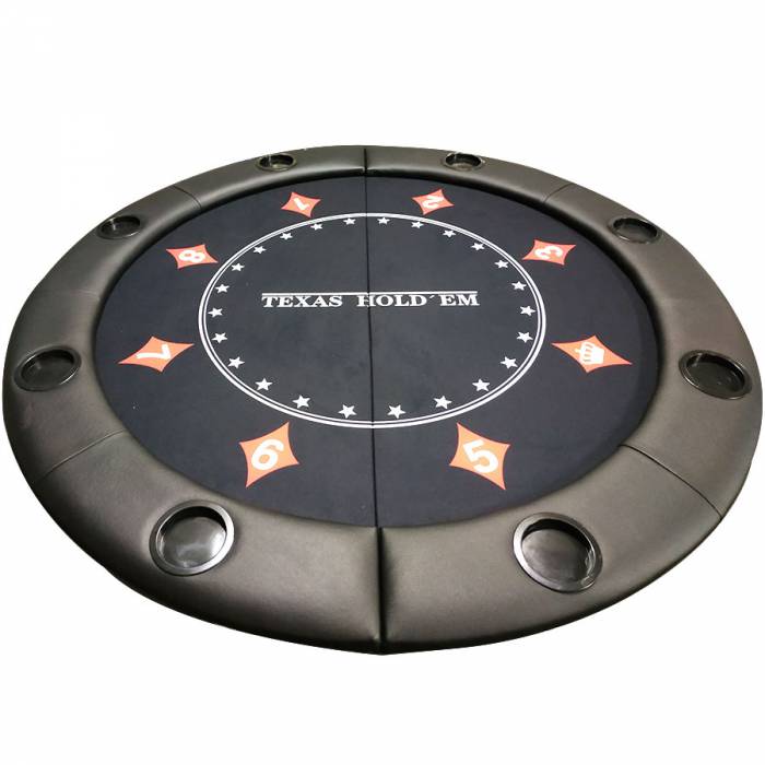 Dessus de table de poker "ÉCLIPSE" rond - 120 cm - pliable - pour 6 joueurs