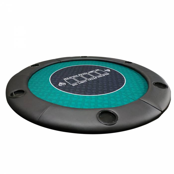 Dessus de table de poker "NO LIMIT UNI" rond - 120 cm - pliable - pour 6 joueurs