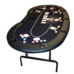 Table de poker haricot "SKULL" - avec pieds pliants - tapis jersey néoprène - 9 joueurs + dealer