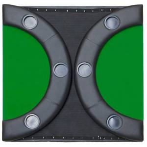 Pokerbord "TRIO GREEN" i oval form - bordsskiva av trä och filtyg - kant med skumöverdrag i konstläder - 180x90 cm