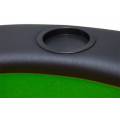 Top de mesa de poker "TRIO GREEN" oval - tampo de madeira e feltro - bordas em couro sintético espumado - 180x90 cm