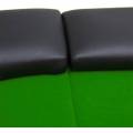 Top de mesa de poker "TRIO GREEN" oval - tampo de madeira e feltro - bordas em couro sintético espumado - 180x90 cm