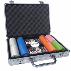 Pokerchipsset "DIAMOND" - TURNERINGSversion - med 200 chips - i lera-kompositmaterial med 14 g - inklusive tillbehör