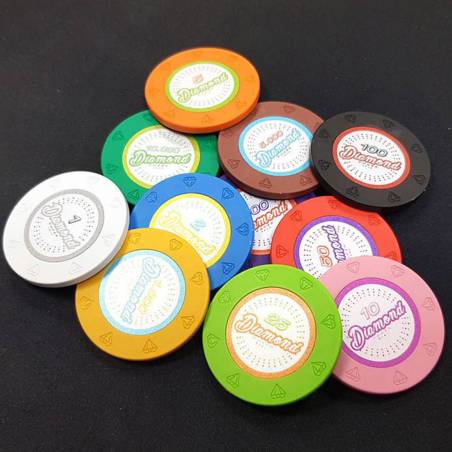 Mallette de 400 jetons de poker "DIAMOND" - version TOURNOI - en clay composite 14 g - avec accessoires