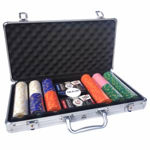 300 "SUNSHINE" tournament edition poker chip set - made of 14g clay composite - with accessories.