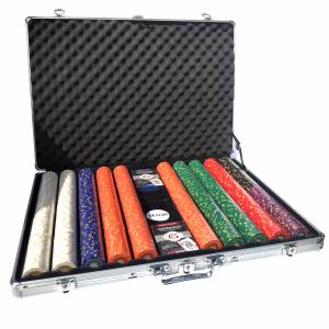 "1000 piece poker chip set "SUNSHINE" - TOURNAMENT version - made of 14g clay composite - includes accessories."