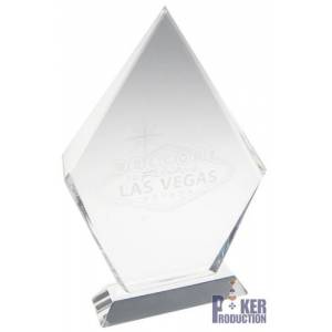Trophée de poker rond TOURNAMENT WINNER – en verre - texte gravé - 20cm de haut