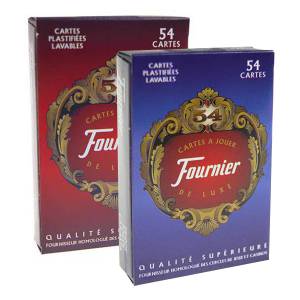 Duo Pack Fournier 54 cartes de luxe- Jeu de 54 cartes cartonnées plastifiées – format bridge – index standards