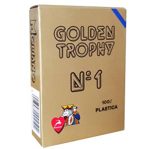 Modiano "GOLDEN TROPHY" – Jeu de 54 cartes 100% plastique – format poker – 4 index standards