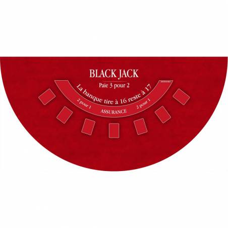 Tapis de "BLACK JACK" - 140 x 70 cm - jersey néoprène - Demi-lune - 4 couleurs