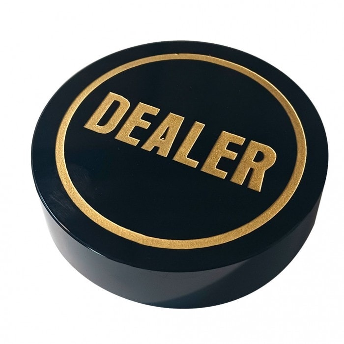 Pulsante Dealer "NERO & ORO" - in vetro - 8 x 2 mm