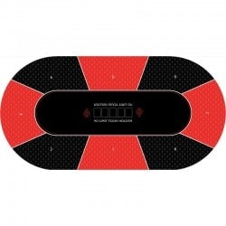 Pokerbord "TEXAS HOLDEM RÖD" - oval - 3 storlekar - 0/8/10 spelare - neopren jersey