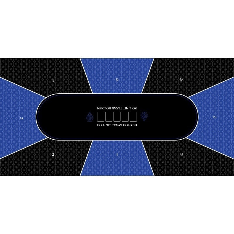 "TEXAS HOLDEM BLUE" Poker Mat - rectangular - 3 sizes - 8/10 players - neoprene jersey