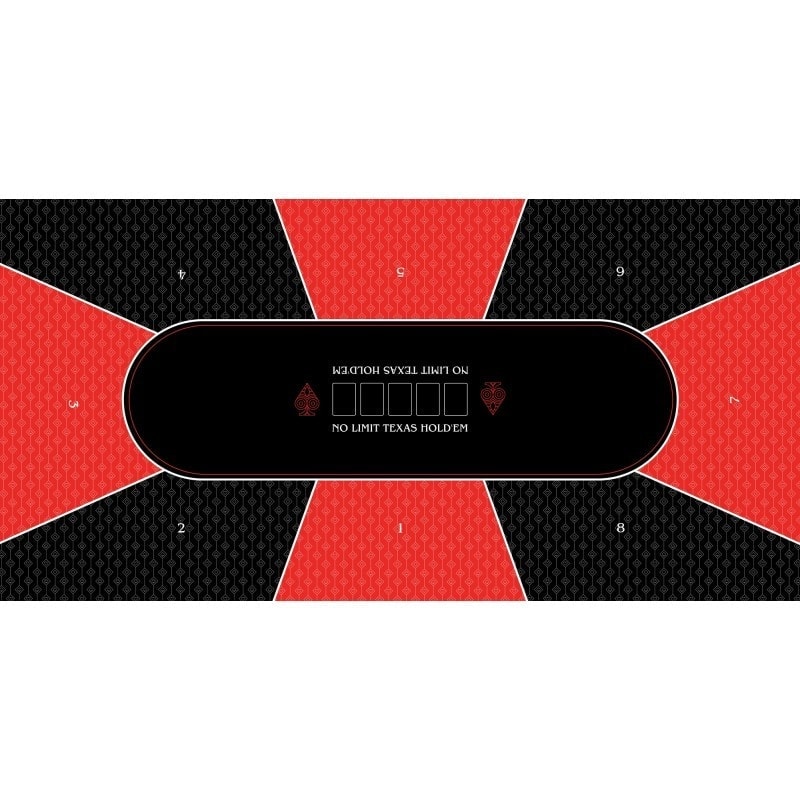 Texas Holdem Red Poker Mat - rectangular - 3 sizes - 0/8/10 players - neoprene jersey