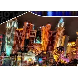 Poker Mat "VEGAS BY NIGHT" - rectangular - 3 sizes - 8/10 players - neoprene jersey.