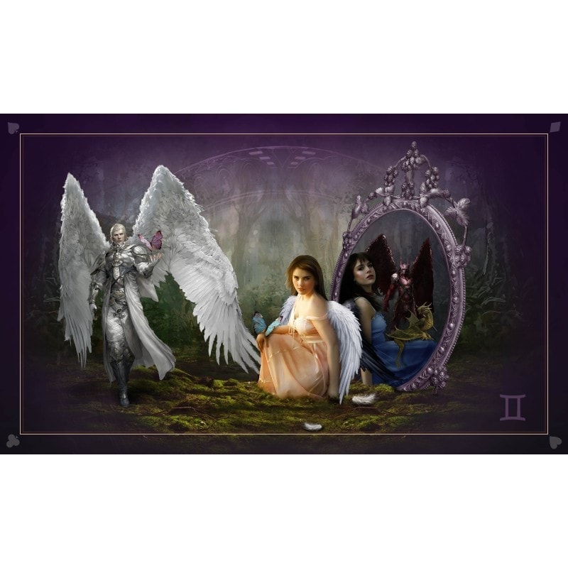 Dywany do kart tarota „ASTROLOGIA Bliźnięta” - dżersej neoprenowy - prostokątny - 100 x 60 cm
