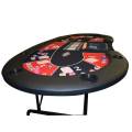 Tavolo da poker "HARICOT RED" - con gambe pieghevoli - tappeto in jersey di neoprene - 9 giocatori + dealer