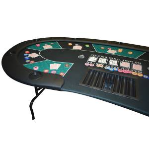 Mesa de poker "HARICOT GREEN" - com pés dobráveis - tecido de neoprene - 9 jogadores + carteador