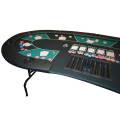 Tavolo da poker "HARICOT GREEN" - con gambe pieghevoli - tappeto in jersey di neoprene - 9 giocatori + dealer