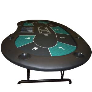 Pokerbord "HARICOT GREEN" - med hopfällbara ben - neoprenmatta - 9 spelare + dealer