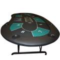 Mesa de poker "HARICOT GREEN" - com pés dobráveis - tecido de neoprene - 9 jogadores + carteador