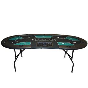 Mesa de póker "HARICOT GREEN" - con patas plegables - tapete de neopreno - 9 jugadores + repartidor