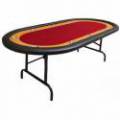 "NÉVADA RED" poker table - folding legs - race track - 10 players - microfiber fabric felt - faux leather edges