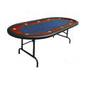 Mesa de póquer "NEVADA BLUE" - patas plegables - race track - 10 jugadores - tela de microfibra - bordes de imitación de cuero
