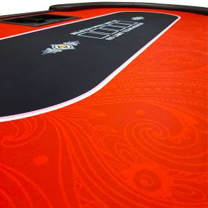 Mesa de pôquer "FLORÉAL RED" - com pés dobráveis reforçados - tapete de neoprene jersey - 10 jogadores + dealer