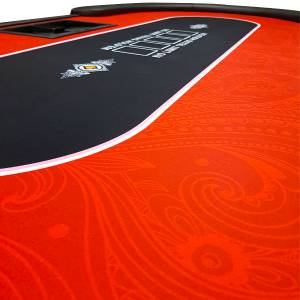 Table de poker "FLORÉAL RED" - avec pieds pliants renforcés - tapis jersey néoprène - 10 joueurs + dealer