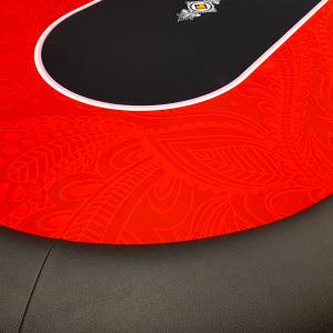 Poker table "FLORÉAL RED" - with reinforced folding legs - neoprene jersey mat - 10 players + dealer