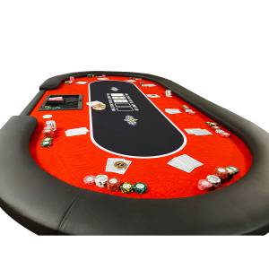 Pokerbord "FLORÉAL RED" - med förstärkta fällbara ben - neoprenmatta i jerseytyg - 10 spelare + givare