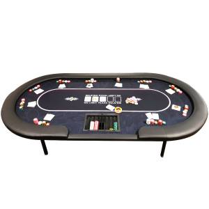 Pokerspieltisch "FLORÉAL BLACK" - mit verstärkten klappbaren Beinen - Neopren-Jersey-Decke - 10 Spieler + Dealer