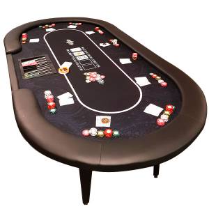 Table de poker "FLORÉAL BLACK" - avec pieds pliants renforcés - tapis jersey néoprène - 10 joueurs + dealer