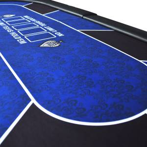 Dessus de table de poker "NO LIMIT BLUE" - 200 cm x 100 cm - pliable - pour 10 joueurs